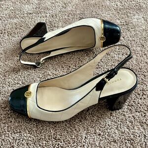 Tommy Hilfiger Black and Cream Slingback Heels